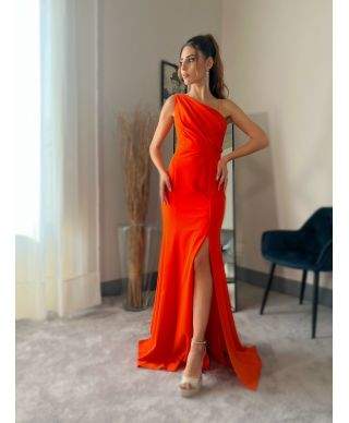 Vestito da cerimonia - Lungo - Monospalla - Arancione