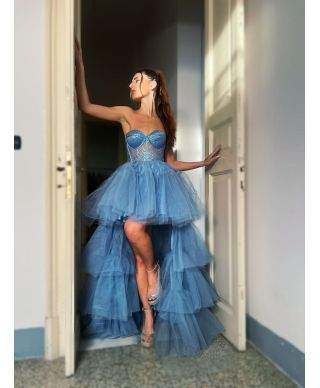 Abito elegante da cerimonia - Hura - Azzurro