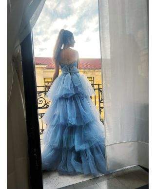 Abito elegante da cerimonia - Hura - Azzurro