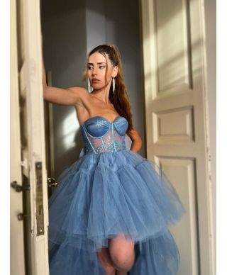 Abito elegante da cerimonia - Hura - Azzurro