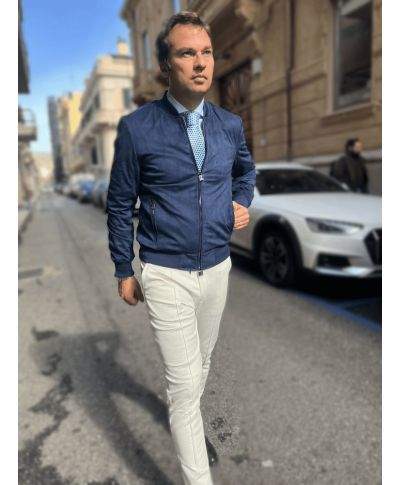 Spodnie męskie, białe - Slim – Paul Miranda – Made in Italy