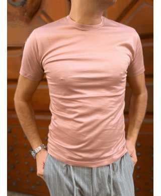 Męska koszulka T- shirt - Kolor łososiowy - Paul Miranda - Made in italy