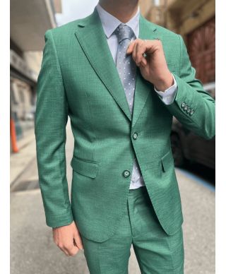 Elegancki garnitur męski – Jednorzędowy -  Zielony