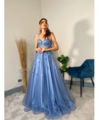 Vestito da cerimonia azzurro - Scollatura a cuore - Abiti da cerimonia e diciottesimo compleanno - Gogolfun.it