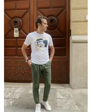 Pantaloni di lino, verde militare - Key Jey